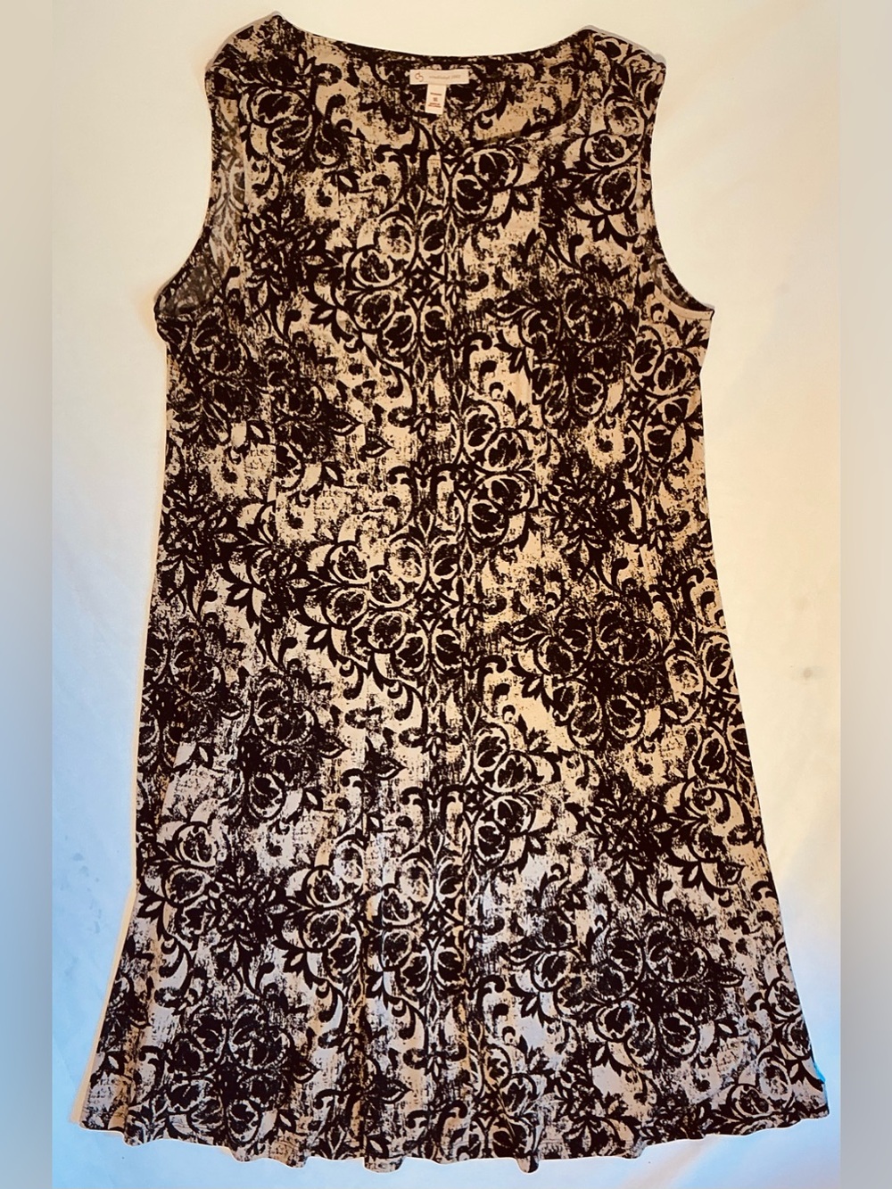 cb Established 1962 Sleeveless Black Floral Print A-Line Dress